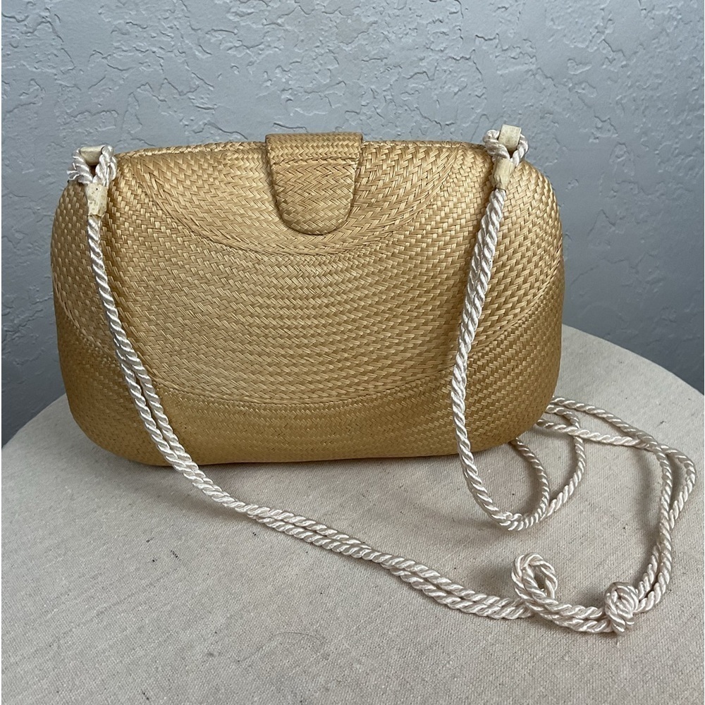 Women’s Vintage Straw Clam Shell Purse Lady Profile Decoration Cord Strap - Picture 8 of 12